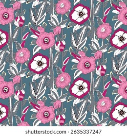 Floral seamless background for textile, cotton fabric, covers, manufacturing, wallpapers, print, gift wrap and scrapbooking