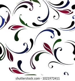 Floral seamless background for textile, wallpapers, wrapping, paper. Flowers and swirls.