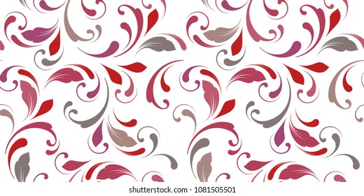 Floral seamless background for textile, wallpapers, wrapping, paper. Flowers and swirls. Art ornament.