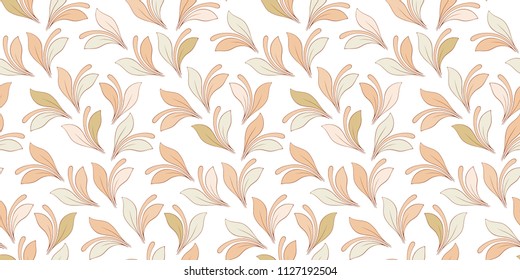 Floral seamless background for textile, wallpapers, wrapping, paper. Flowers and leaves. Autumn print.