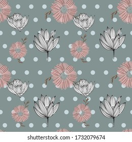 Floral seamless background for textiles, fabrics, covers, wallpapers, print, gift wrapping or any purpose