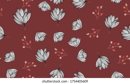 Floral seamless background for textiles, fabrics, covers, wallpapers, print, gift wrapping or any purpose