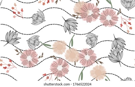 Floral seamless background for textiles, fabrics, covers, wallpapers, print, gift wrapping or any purpose