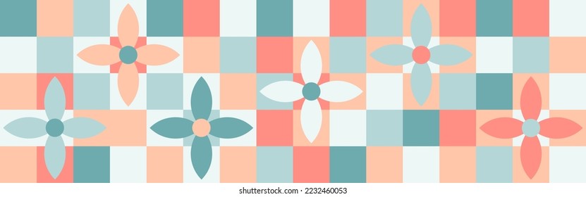 Fondo floral sin costuras para tejidos o papel pintado, tonos pastel de formas geométricas. Patrones de moda para bebés en tonos rosa y azul para la portada de una revista.