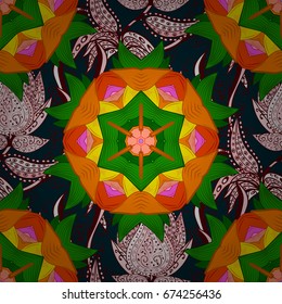 Floral seamless background. Vector textile print for bed linen, jacket, package design, fabric and fashion concepts. Seamless pattern with flowers.