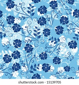 Floral seamless background for yours design use. For easy making seamless pattern just drag all group into swatches bar, and use it for filling any contours.