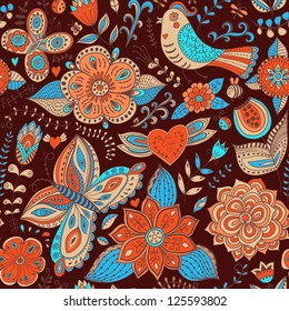 Floral seamless background.Copy that square to the side and you'll get seamlessly tiling pattern which gives the resulting image ability to be repeated or tiled without visible seams.