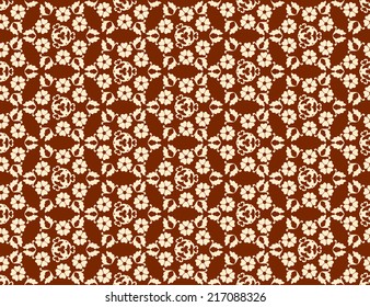 Floral seamless beige pattern on a brown background