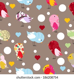 floral seamless bird pattern