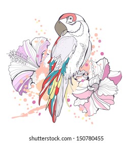 Floral seamless with birds                                    