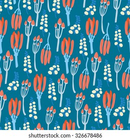 Floral seamless blossom vector pattern background