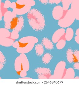 Padrão azul floral sem costura com flores brancas abstratas diferentes fofas. Fundo de vetor, design, impressão, papel de embrulho, têxtil