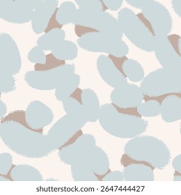 Patrón azul floral sin fisuras con diferentes flores esponjosas abstractas. Fondo de Vector, diseño, impresión, papel de embalaje, textil