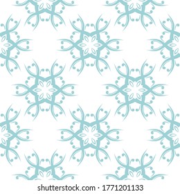 Floral seamless blue pattern on white background. Vector illustration