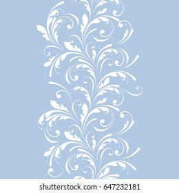 Floral seamless border. Decorative lace pattern for ribbon. Soft flourish background.