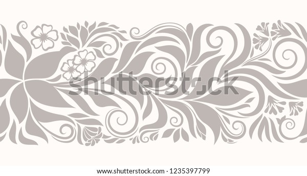 Floral Seamless Border Decorative Swirls Flowers Stock Vector (Royalty ...