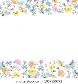 Floral seamless border for design background fabric, ribbon, tape cover, wrapping, wallpaper, card. Delicate spring flowers.