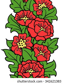 Floral seamless border pattern. Floral ornament with roses.