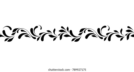 Floral seamless border. Swirls flowers pattern for ribbons, fabric, wrapping, wallpaper, tape. Decorative design element for background and cover.