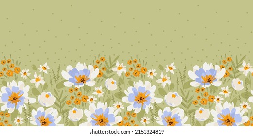 Borde sin fisuras florales. Diseño de vectores para papel, cubierta, tela, decoración interior y otros usos