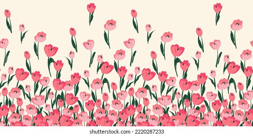 Floral seamless border. Vector design for paper, cover, fabric, interior decor and other use