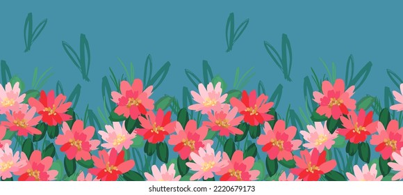 Floral seamless border. Vector design for paper, cover, fabric, interior decor and other use
