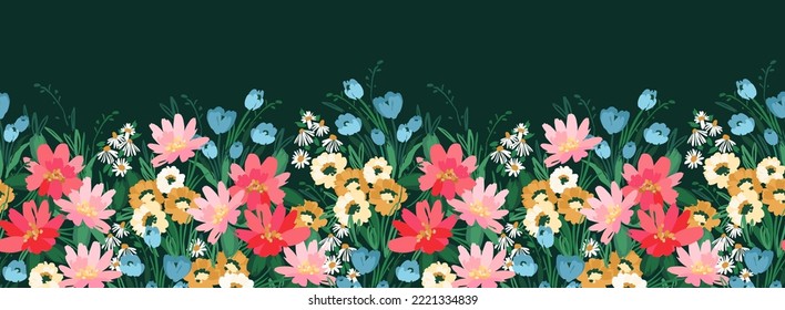 Floral seamless border. Vector design for paper, cover, fabric, interior decor and other use