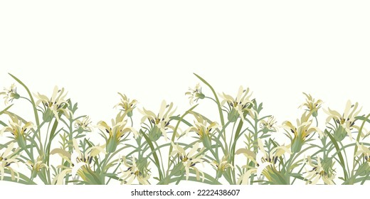 Borde sin fisuras florales. Diseño de vectores para papel, cubierta, tela, decoración interior y otros usos