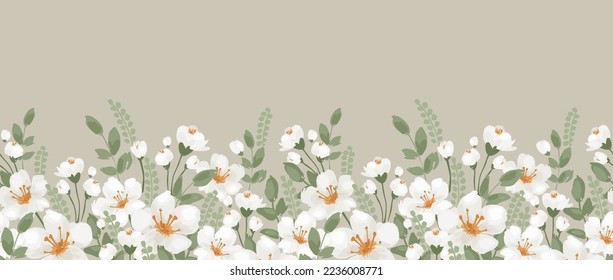 Floral seamless border. Vector design for paper, cover, fabric, interior decor and other use