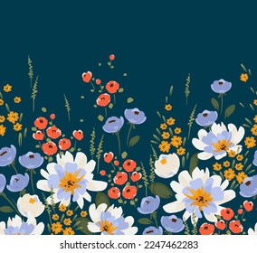 Floral seamless border. Vector design for paper, cover, fabric, interior decor and other use