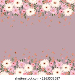 Floral seamless border. Vector design for paper, cover, fabric, interior decor and other use