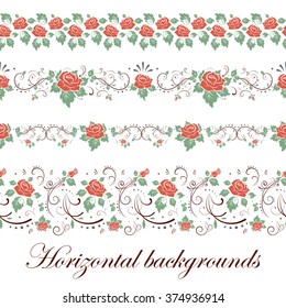 Floral seamless border, vector illustration