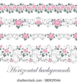 Floral seamless border, vector illustration