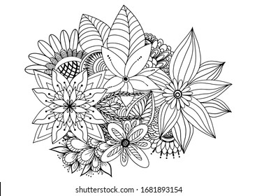 Floral seamless border of a wild flowers and herbs on a white background. Hand drawn illustrator vector.