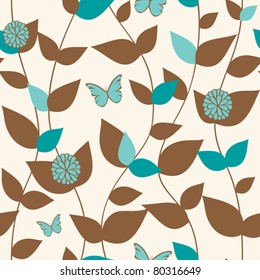 Floral seamless with butterflies