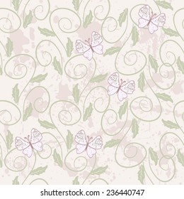 floral seamless with butterfly