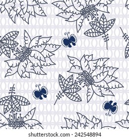 floral seamless with butterfly