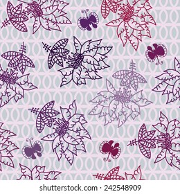 floral seamless with butterfly