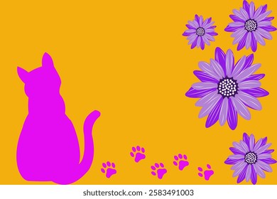 Floral, seamless, cat pattern, invitation card, backdrop, stage background, weaving, woven, embroidery, painting, colorful, wall, office wall, clothing design, furniture, graphic design, interior 
