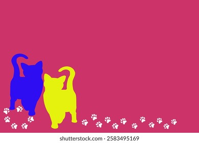 Floral, seamless, cat pattern, invitation card, backdrop, stage background, weaving, woven, embroidery, painting, colorful, wall, office wall, clothing design, furniture, graphic design, interior 