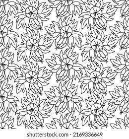 Floral seamless Coloring page . Vector background with berries. Vector minimalistic design for fabric, wrappers, packaging