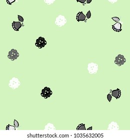  Floral  seamless colorless  motifs  pattern . Hand drawn.