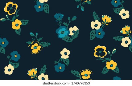 Floral seamless cute pattern in small pretty flower. Simple background for textile or book covers, manufacturing, wallpapers, print, gift wrap and scrapbooking.