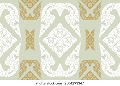 Floral seamless damask traditional Thai style pattern. Designed for print wrapping cover use with home decoration, wallpaper, fabric, curtains, pillows, blanket, clothing.