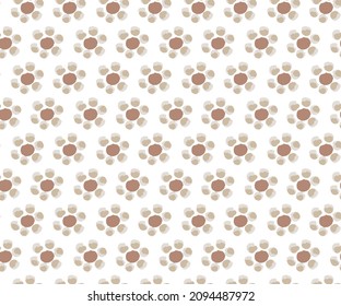 Floral seamless dot flower repeated patterns beige with half white on white background . Vector design for paper, cover, fabric, interior decor and other users