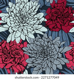 Patrón dibujado sin costura floral. Ilustración vectorial gráfica de moda moderna para el fondo, tela, papel envolvente y papel tapiz.