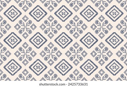 Floral seamless embroidery on white background.Ikat ethnic oriental pattern traditional. Ethnic pattern style. Design for ikat, blanket, fabric, clothing, carpet, textile, ethnic, batik, embroidery.