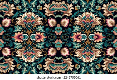 Patrón de tela sin costura floral. Tejidos abstractos línea textil línea gráfica flor antigua. Flores étnicas vectoriales ornamentan elegante estilo retro vintage lujoso. Diseño de impresión de arte floral para textiles, ropa.