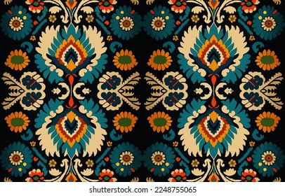 Patrón de tela sin costura floral. Tejidos abstractos línea textil línea gráfica flor antigua. Flores étnicas vectoriales ornamentan elegante estilo retro vintage lujoso. Diseño de impresión de arte floral para textiles, ropa.