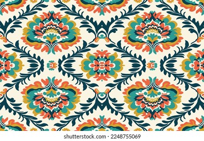 Patrón de tela sin costura floral. Tejidos abstractos línea textil línea gráfica flor antigua. Flores étnicas vectoriales ornamentan elegante estilo retro vintage lujoso. Diseño de impresión de arte floral para textiles, ropa.